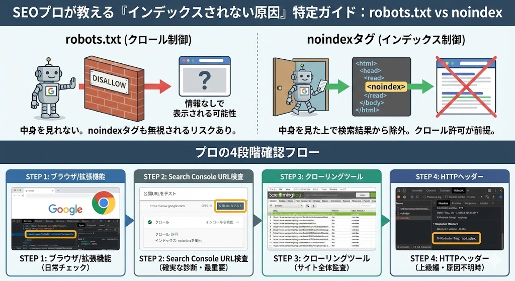 robots.txtとnoindexの確認方法